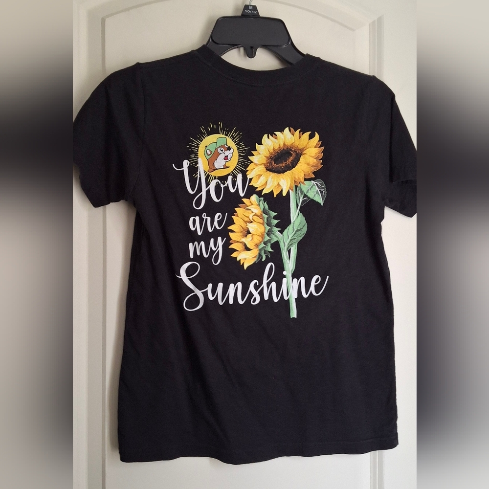 Buc‎ Ees Black T-Shirt with Sunflower YouthL    Casual Summer Fairycore Floral